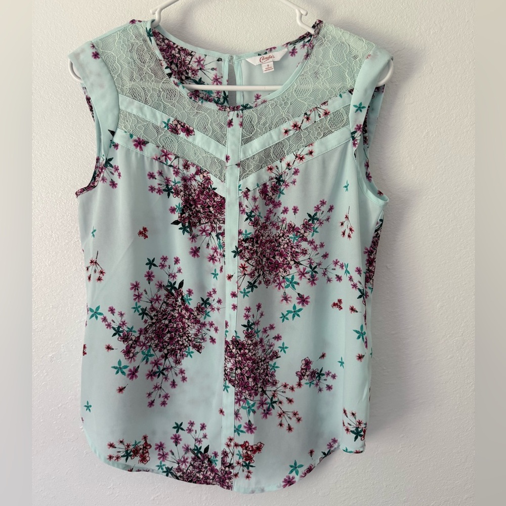 Candie's Light Blue Floral Lace Top